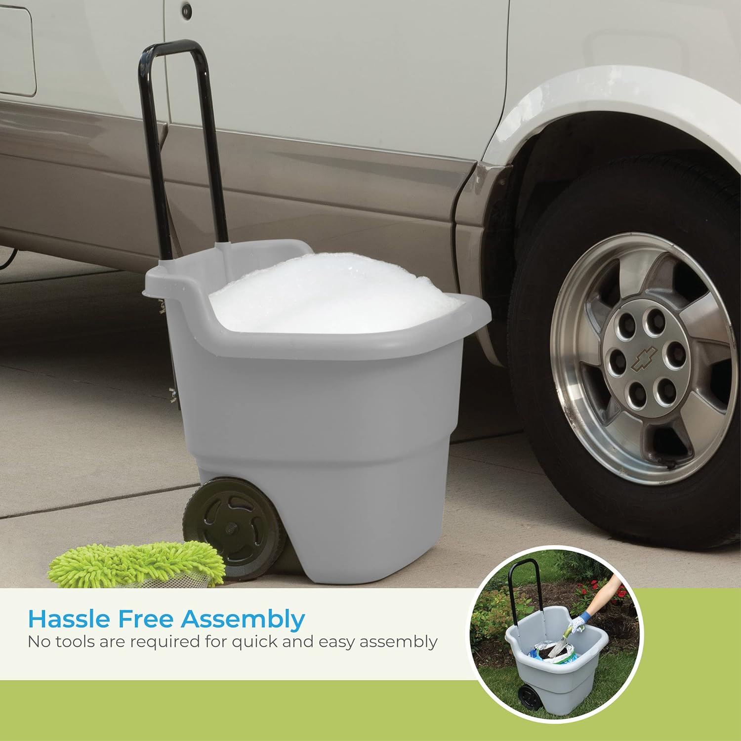 Suncast Resin 15.5 Gallon Multi-Purpose Cart with Wheels, Brown,Taupe - Image 5