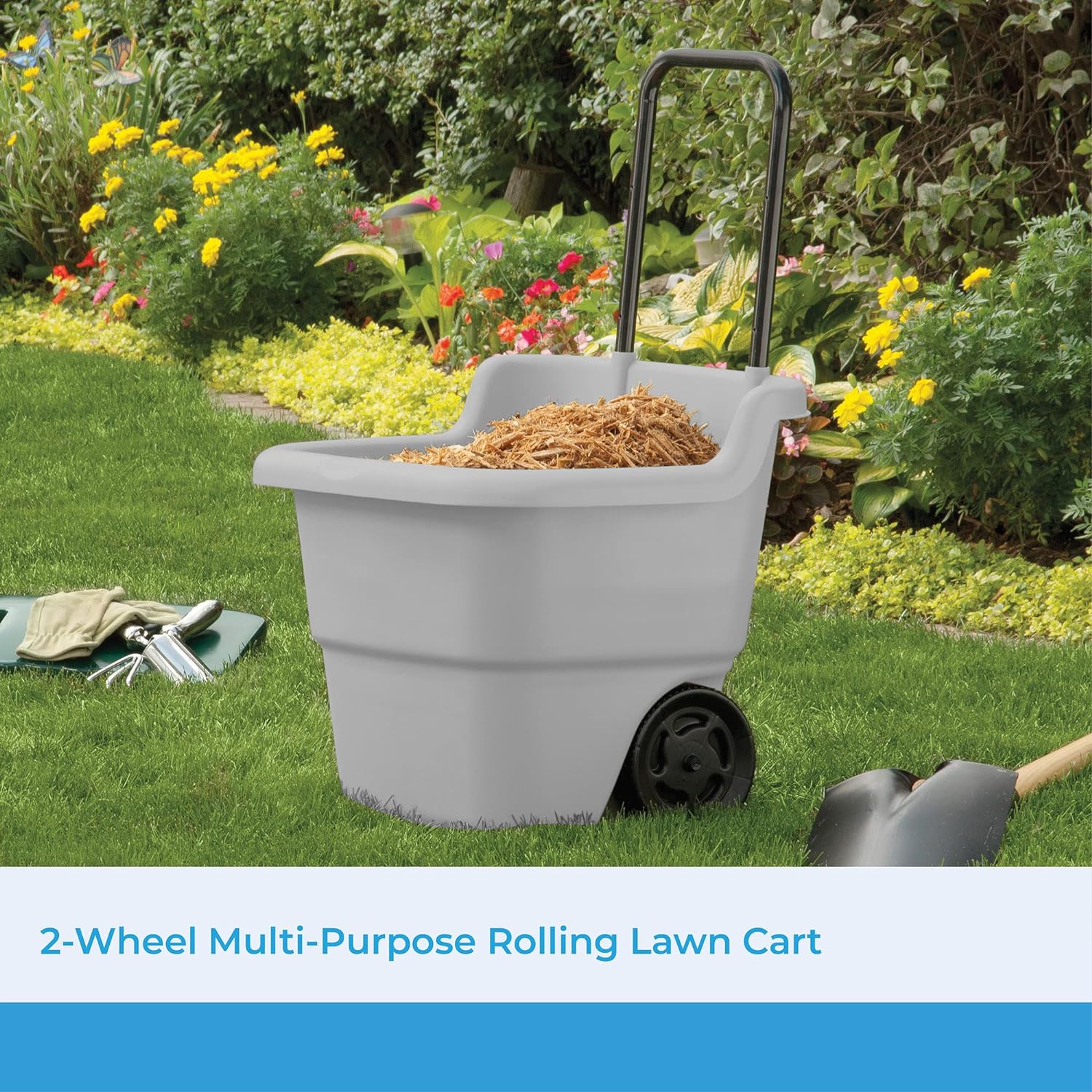 Suncast Resin 15.5 Gallon Multi-Purpose Cart with Wheels, Brown,Taupe - Image 3