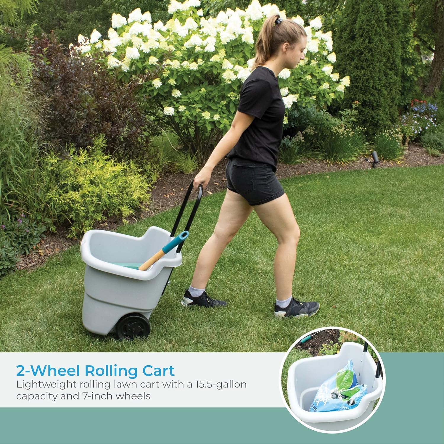 Suncast Resin 15.5 Gallon Multi-Purpose Cart with Wheels, Brown,Taupe - Image 4